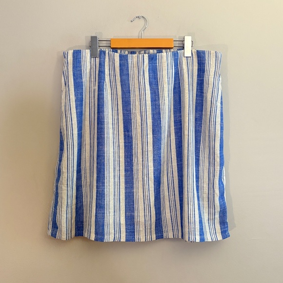 ✌️2/$20✌️ Torrid Blue & White Striped Knee Length Skirt with Elastic Waist - Picture 1 of 14